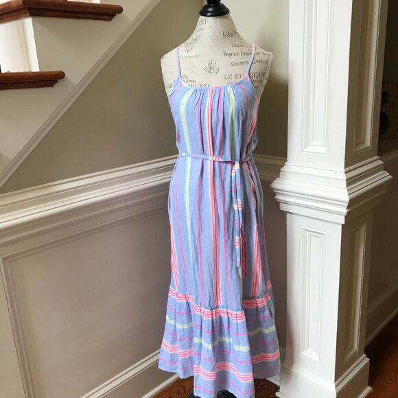 NWT America & Beyond Rainbow Stripe Maxi Dress Womens Small Blue Sleeveless NEW - Picture 5 of 13